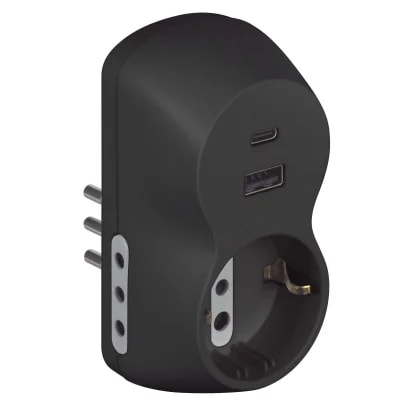 BTICINO - Adatt. B3 1 pr. st ted+2 10A+USB grigio