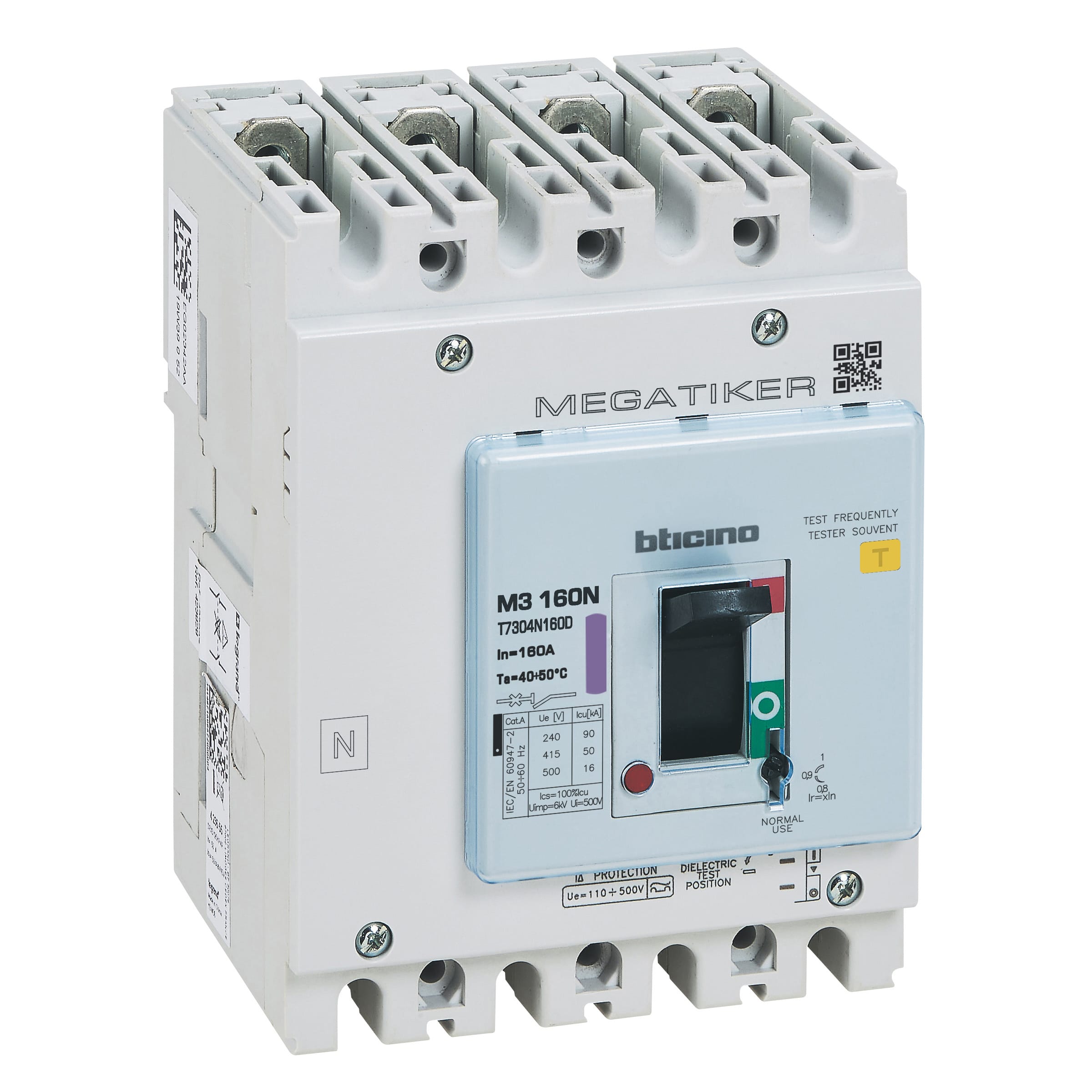 LEGRAND - Interruttore scatolato magnetotermico M3 160N 4P con differenziale - In= 160A - Icu 50kA