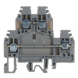 CABUR - Morsetto indicatore tensione, 4mm2, 2 piani, diodi 1A schema T, grigio.