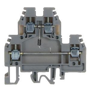 CABUR - Morsetto indicatore tensione, 4mm2, 2 piani, diodi 1A schema U, grigio. DS129GR