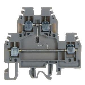 CABUR - Morsetto indicatore tensione, 4mm2, 2 piani, diodi 1A schema U, grigio.