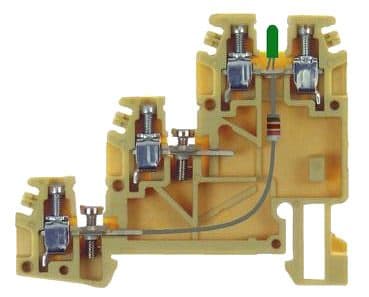 CABUR - Morsetto per sensori a vite 2.5mm2, 3-piani, collegamento e segnalazione-U.