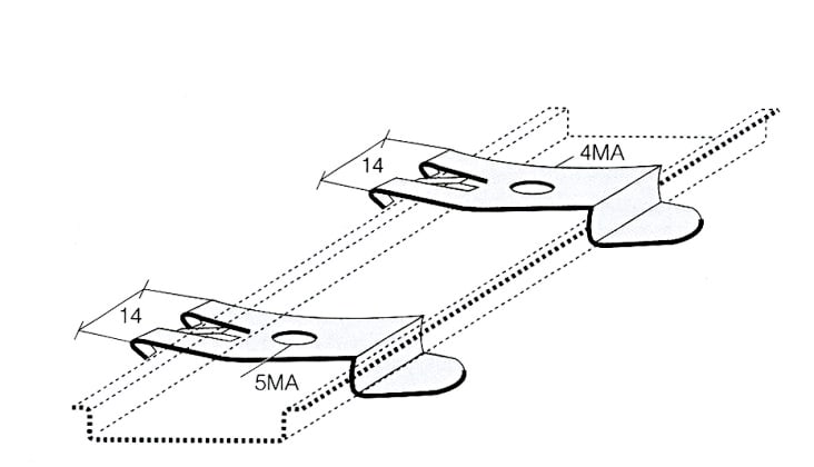 CABUR - Supp. per barra 35 4MA Gancio guida TH35 a scatto 1 foro M4. Z121017
