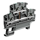 CABUR - Morsetto passante 2 piani, push-in 2.5mm2, interconnessi, colore grigio.