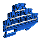 CABUR - Morsetto passante 2.5mm2, 3 piani interconnessi, colore blu.