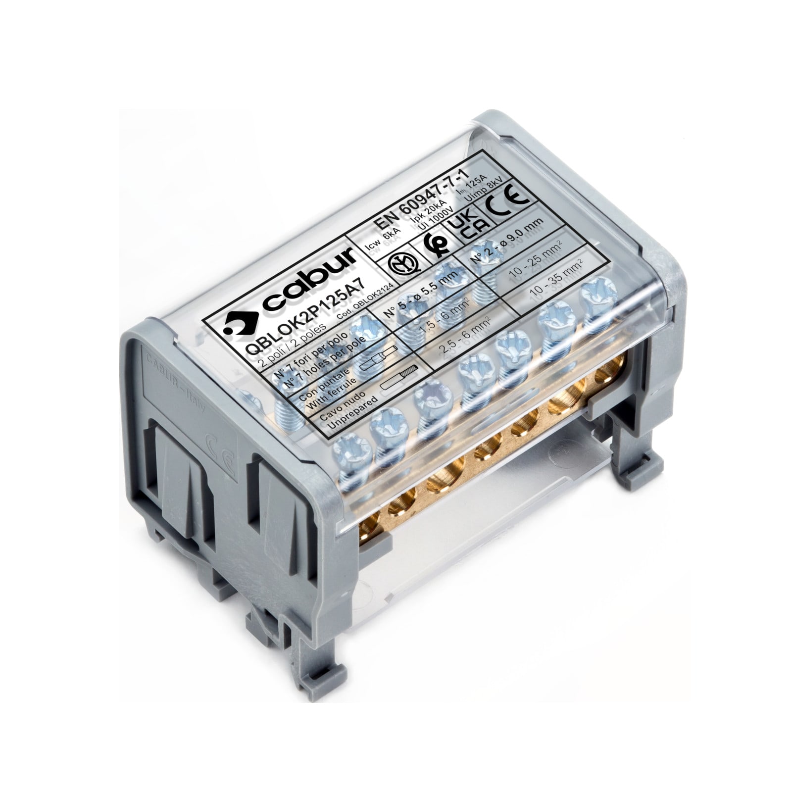 CABUR - QBLOK2P125A7 MORSETT. 2P-125A-7F.