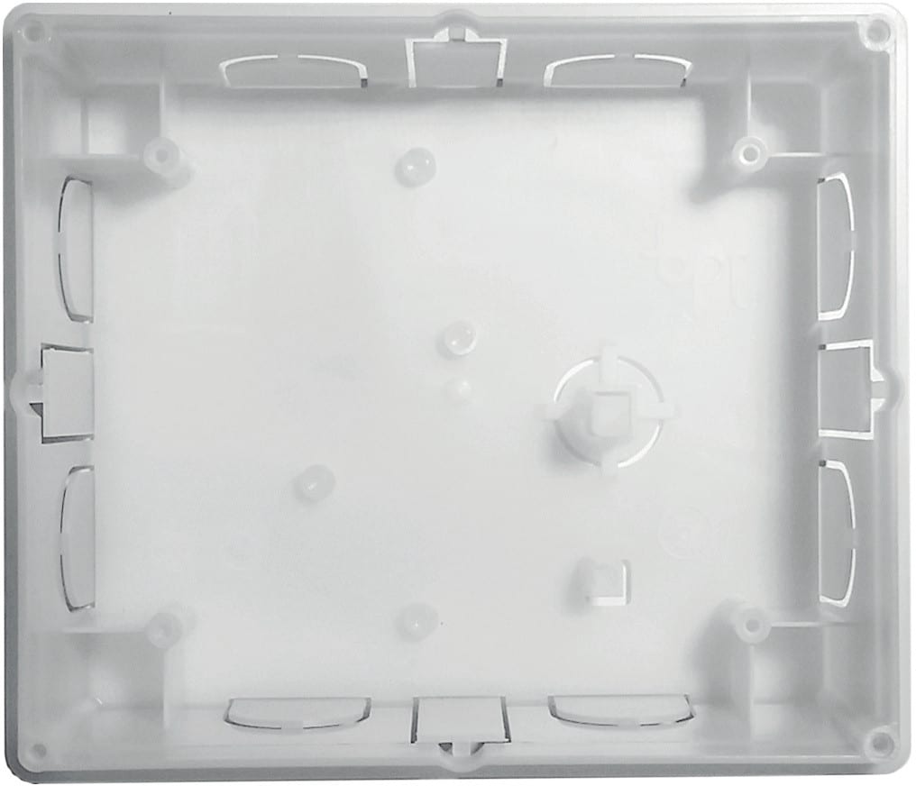 BPT - Scatola incasso in materiale plastico con fori preformati a sfondamento per passaggio cavi, completa di paramalta. Opalesi scatola incasso. 62800380