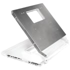 BPT - Supporto plexiglass 10mm con cavo RJ45 bianco e copertura morsetti lamina PMMA grigio metallizzato KT VXL-SUPPORTO TAVOLO VIDEO XL.
