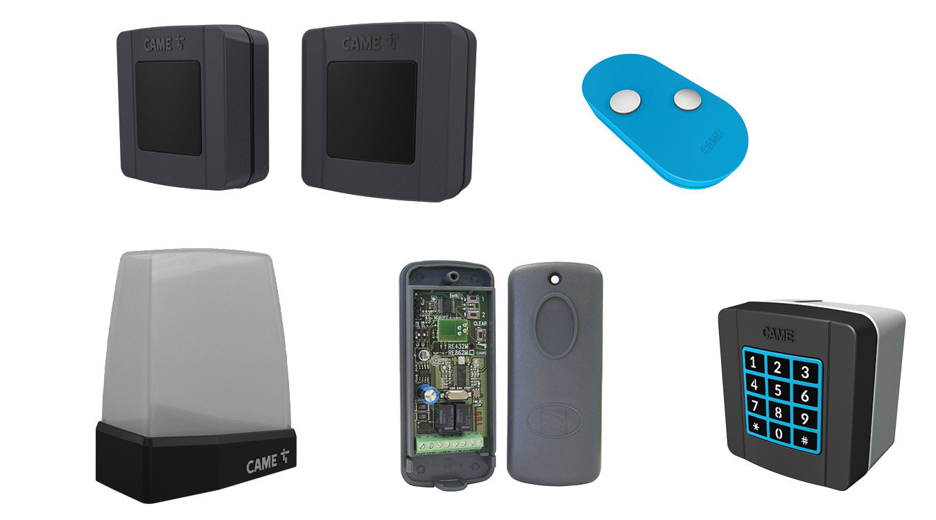 CAME - Sistema radio completo a 433,92 MHz 12-24 V DC per impiego universale KIT accessori per automazioni generiche.