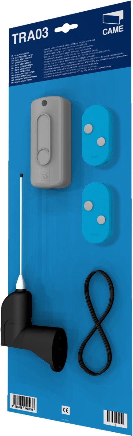 CAME - sistema radio completo a 433,92 MHz 12-24 V AC-DC per impiego universale. 001TRA03