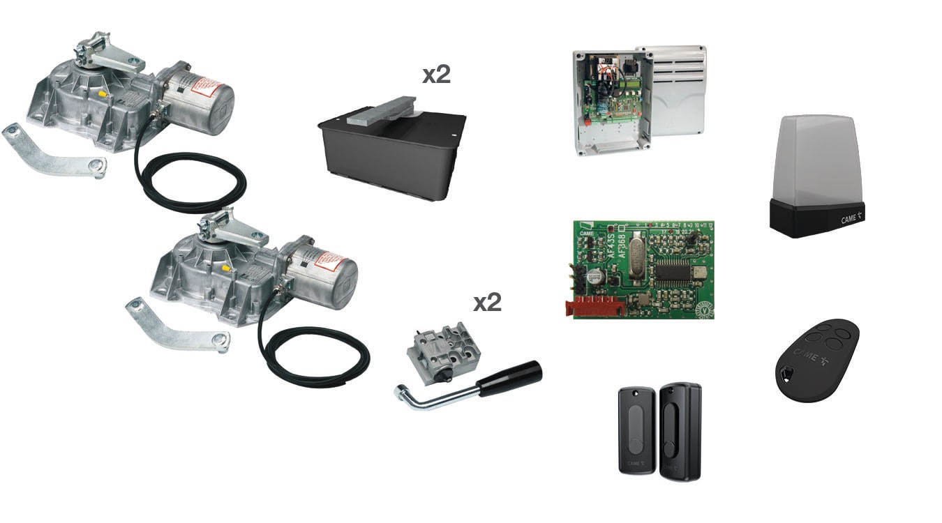 CAME - Kit interrato Frog 3,5m 230V 2 mot - Lunghezza max anta 3,5m Peso max anta 400kg.