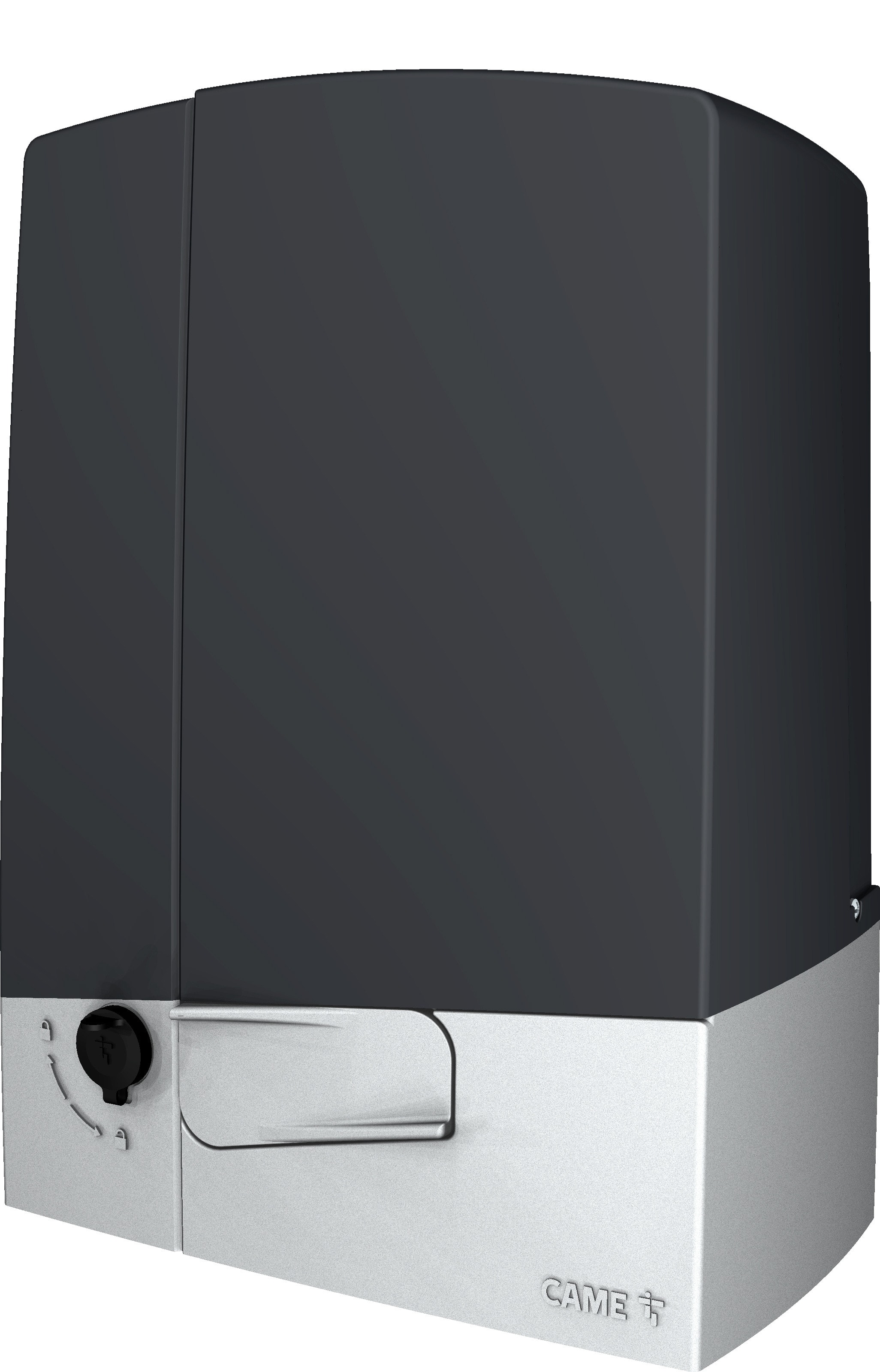 CAME - Automazione 24V con scheda e display, radio, movimento e ostacoli per cancelli scorrevoli fino a 400 kg e 14 m. Cover grigio RAL7024, vel. 22 m/min.
