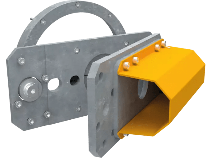 CAME - Attacco sganciabile per asta tubolare 100 mm: dopo l'impatto, l'estremità dell'asta si appoggia a terra. SFONDAMENTO D.100. 803XA-0660