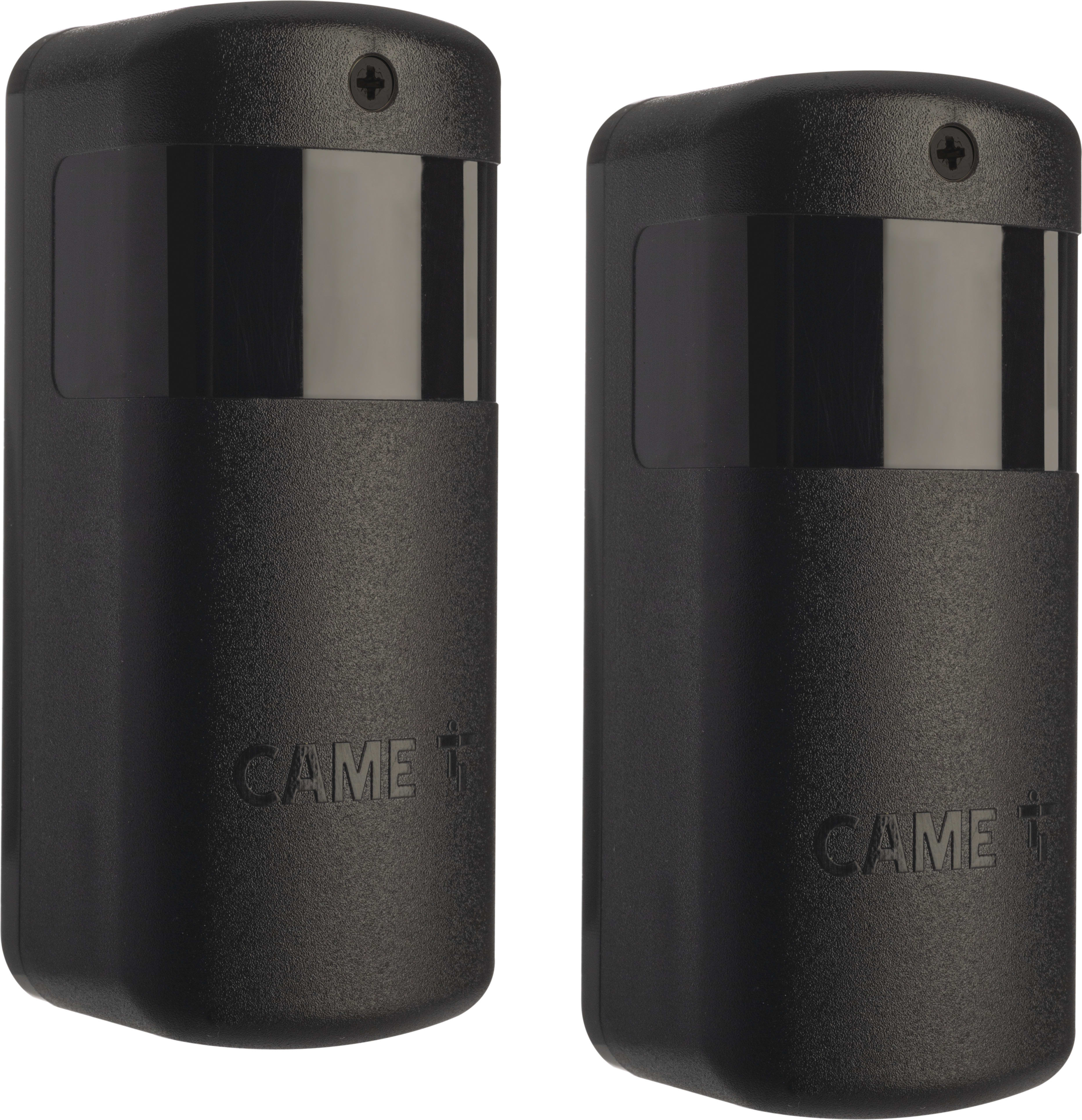 CAME - Fotocellule a raggio infrarosso sincronizzato orientabili da esterno con ricevitore a 12-24 V AC-DC e trasmettitore a batterie, portata 10 m.