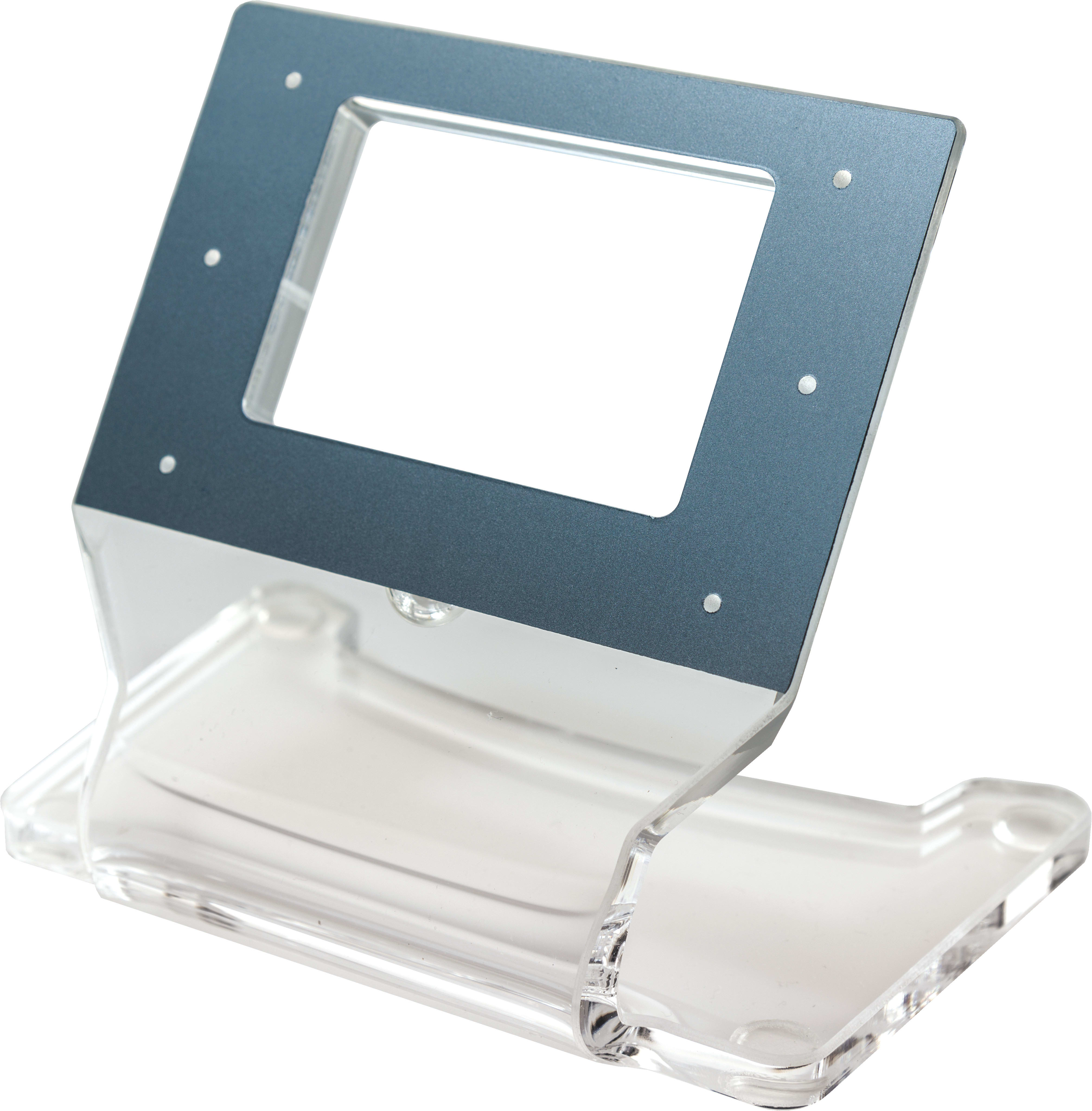 BPT - Supporto da tavolo in plexiglass 10 mm con cavo CAT5 3 m bianco e copertura morsetti lamina PMMA grigio metallizzato XTS 7KT-SUPPORTO DA TAVOLO XTS 7
