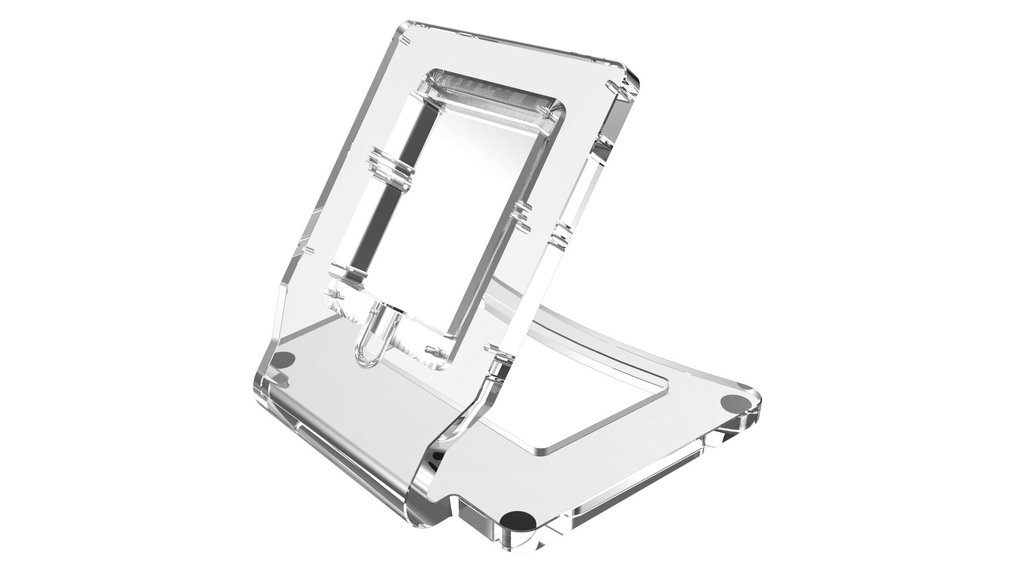 BPT - Supporto plexiglass 10mm con cavo RJ45 bianco e copertura morsetti lamina PMMA grigio metallizzato AGT KT V - da tavolo video.