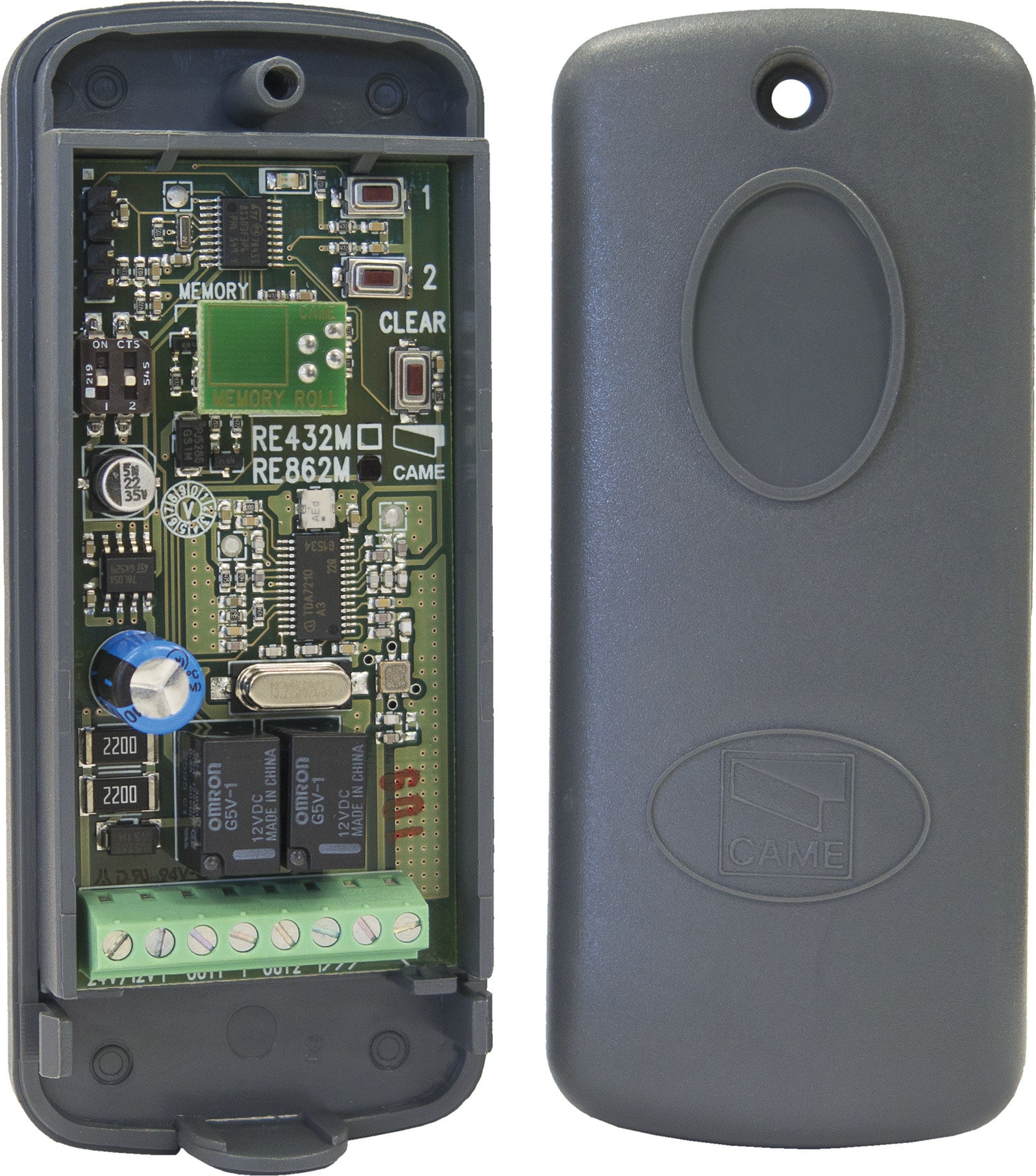 CAME - Ricevente bicanale 868,35 MHz IP54 12-24 V AC-DC per 50 utenti con codifica TOP, TAM, ATOMO D e TTS, multiutenza.