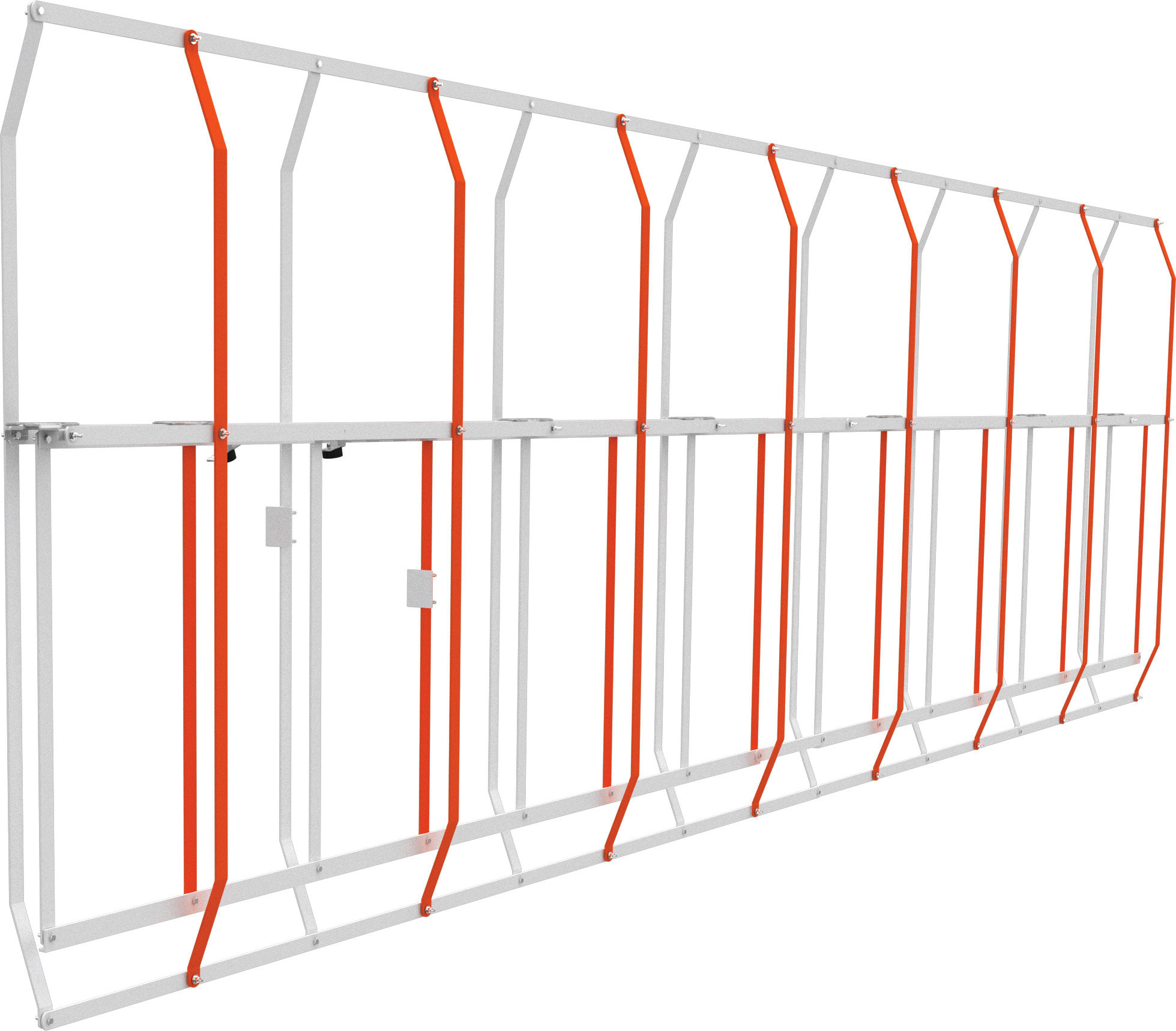 CAME - Rastrelliera a tutta altezza in alluminio verniciato, modulo da 1720 mm, asta 90x60, H=1300 mm, 130x85, completo di staffe di giunzione.