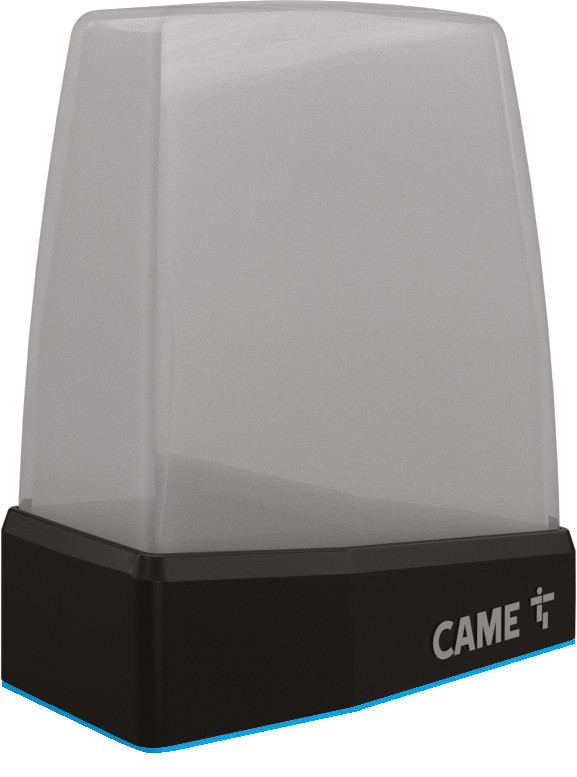 CAME - Lampeggiatore di segnalazione a led RGB con cupola bianca, tecnologia BUS CXN e gateway integrato per connessione al cloud tramite Wi-Fi o Bluetooth.
