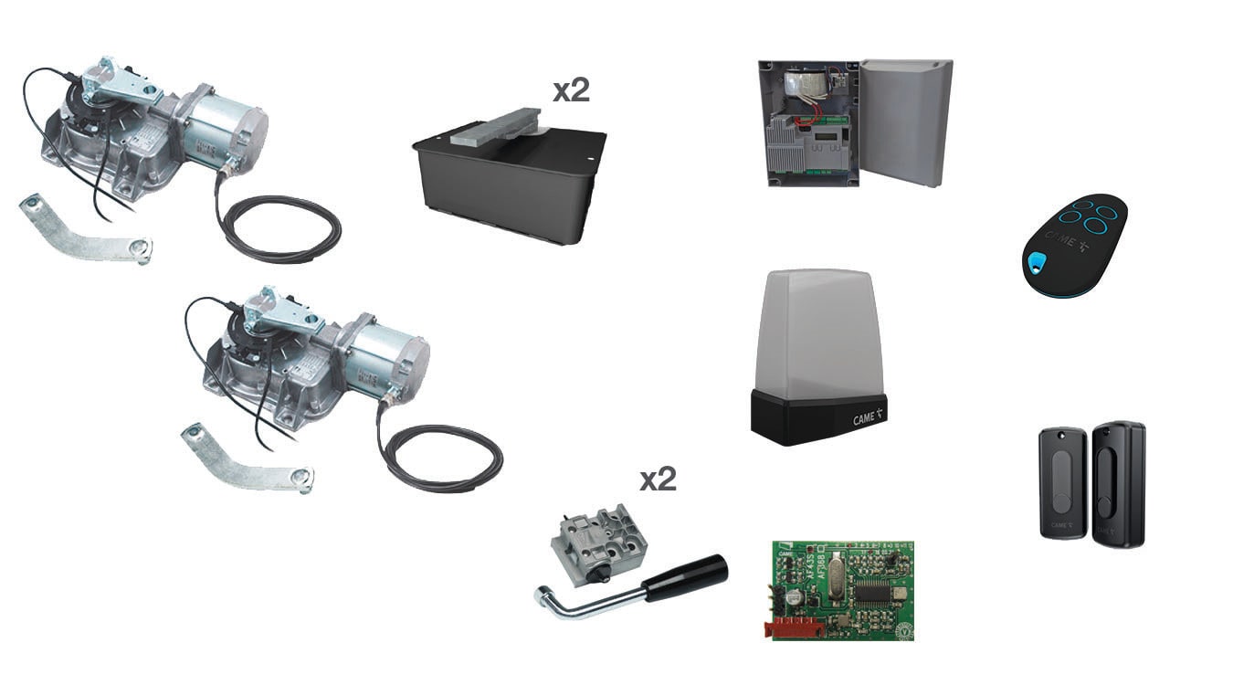 CAME - Kit interrato frog 3.5m 24v 2 mot zlxs - Max. lunghezza anta 3,5m e peso 400kg.