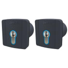 CAME - Kit 2 selettori a chiave da incasso con retroilluminazione blu e cilindro serratura DIN, colore grigio RAL7024.