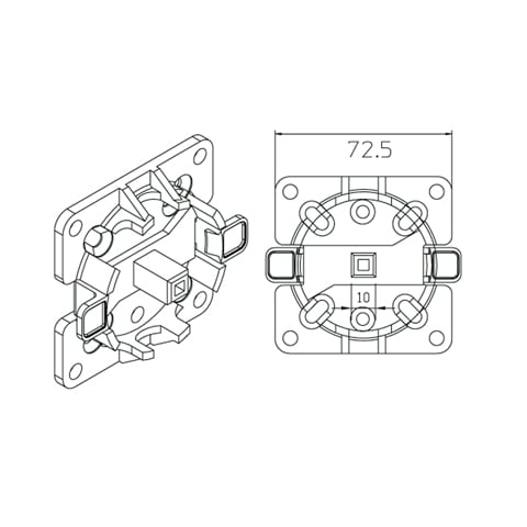CAME - Supporto rapido MO con perno Q10 in plastica max 30 Nm interasse 48/60 mm. 001YM0114