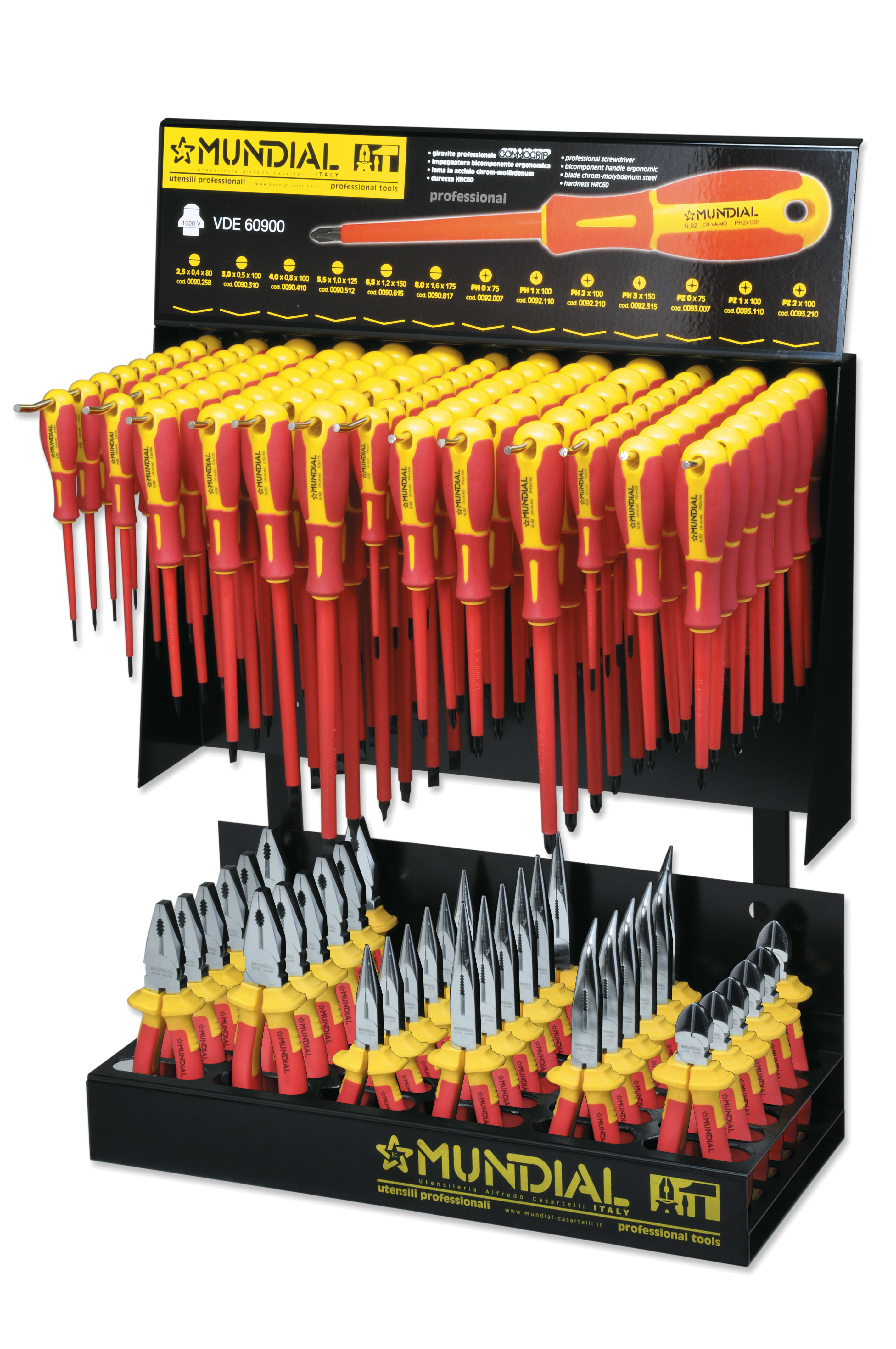 CANFOR UTENSILI - Espositore con 137 giraviti e pinze isolate.
