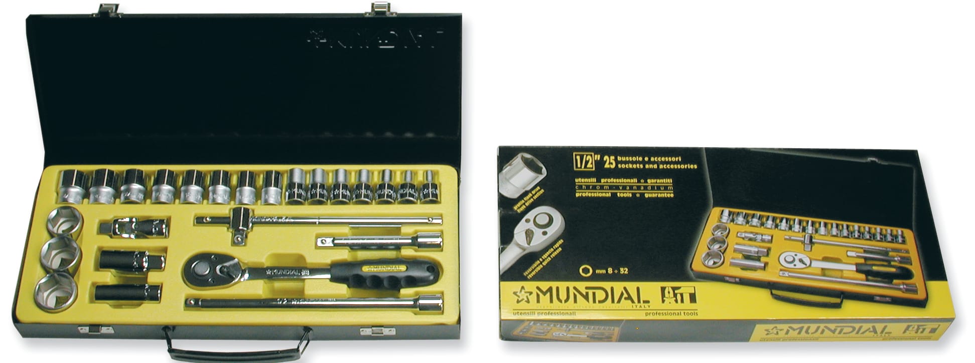 CANFOR UTENSILI - Cassetta in metallo con bussole da 1/2 pollice - 25 pezzi. 915/45/010