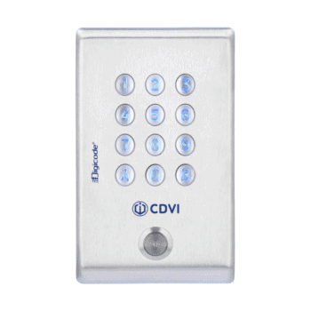 CDVI - Tastiera antivandalo in inox retro-illuminata con elettronica integrata e pulsante chiamata. Ref F0201000056, acc inox 2 RE