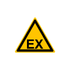 CEMBRE - Etichetta adesiva avvertimento WS-EX, simbolo atmosfera esplosiva, dimensione 50mm.