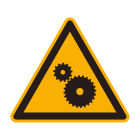 CEMBRE - Etichetta adesiva avvertimento WS-MO, simbolo organi meccanici in moto, dimensione 25mm.