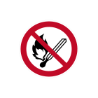 CEMBRE - Etichetta adesiva di divieto PS-FL, simbolo vietato usare fiamme libere, dimensione 200mm.