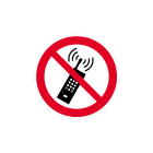 CEMBRE - Etichetta adesiva di divieto PS-MF, simbolo vietato l'utilizzo di radiomobili, dimensione 200mm.