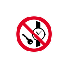 CEMBRE - Etichetta adesiva di divieto PS-MT, simbolo vietato l'accesso con oggetti metallici o orologi, dimensione 50mm.