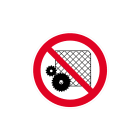 CEMBRE - Etichetta adesiva divieto PS-RP, simbolo vietato rimuovere protezioni, dimensione 300mm.