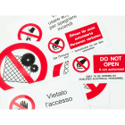 CEMBRE - Etichetta adesiva divieto PS-MH, simbolo vietato sostare sotto il braccio mobile, dim. 25mm. 213400