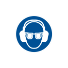 CEMBRE - Etichetta adesiva di prescrizione MS-GD, protegge vista e udito, dimensione 50mm.