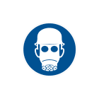 CEMBRE - Etichetta adesiva di prescrizione MS-HM, simbolo protezione capo e vie respiratorie, dimensione 100mm.