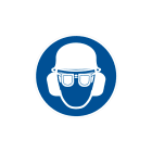 CEMBRE - Etichetta adesiva di prescrizione MS-FP, simbolo proteggere capo vista e udito, dimensione 50mm.