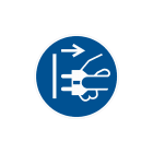 CEMBRE - Etichetta adesiva di prescrizione MS-DM, simbolo togliere la spina prima di iniziare i lavori, dimensione 60mm.
