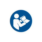 CEMBRE - Etichetta adesiva di prescrizione MS-RI, simbolo lettura manuale, dimensione 50mm, obbligo leggere manu.
