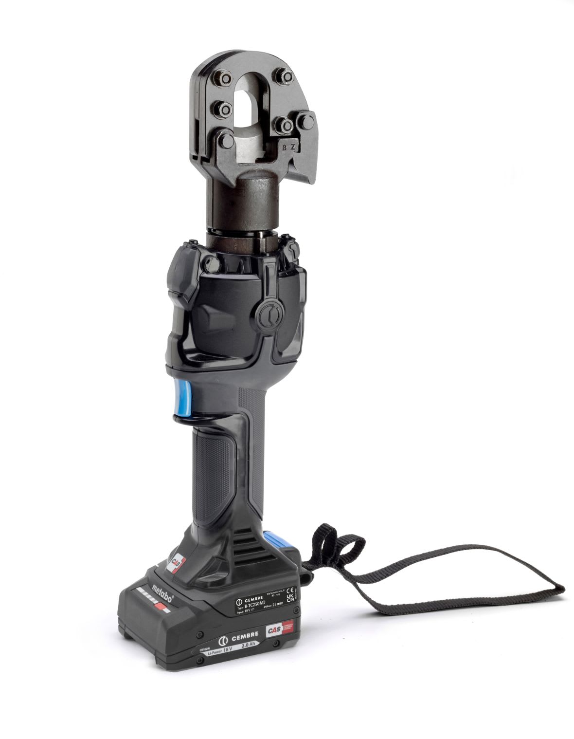 CEMBRE - Utensile oleodinamico a batteria per tranciafili bi-lineare, adatto a conduttori e funi in rame, alluminio, aldrey, acciaio con diametro massimo di 25mm.