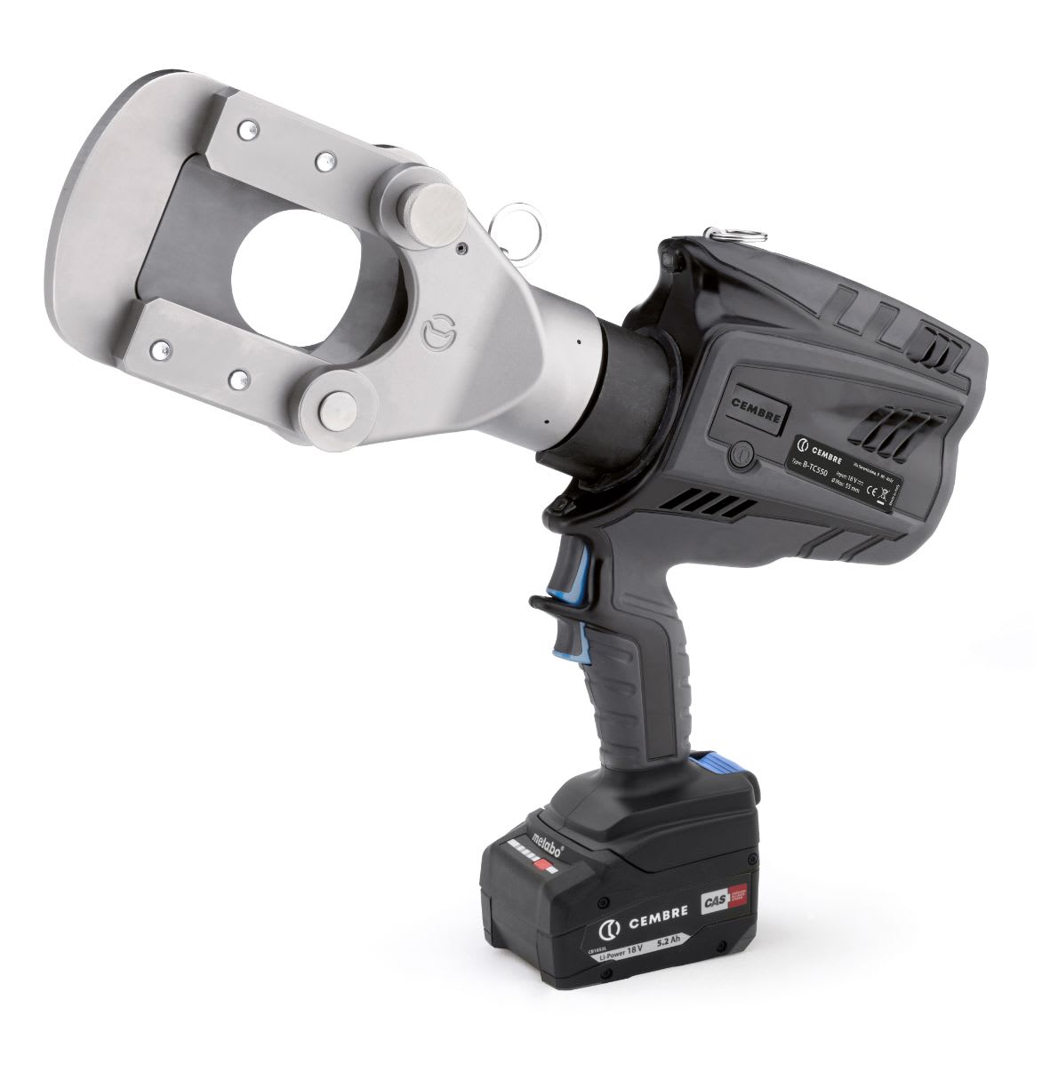 CEMBRE - Utensile tranciafuni a batteria oleodinamico, a pistola, adatto per conduttori e funi in Cu, Al, Aldrey, acciaio e alluminio-acciaio con Ø max 55mm.