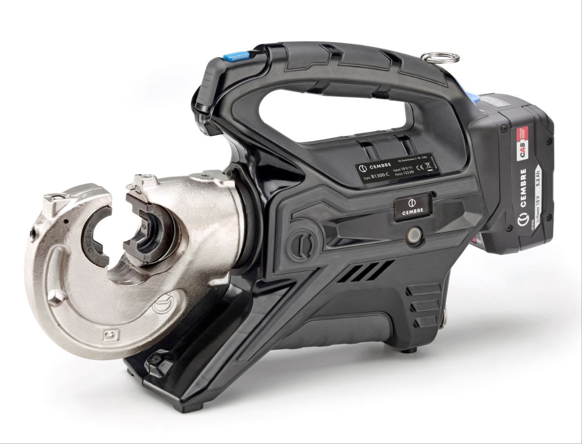 CEMBRE - Utensile oleodinamico a batteria per la compressione, da 132kN, standard, con testa a C aperta, per connettori elettrici fino a 400 mmq.