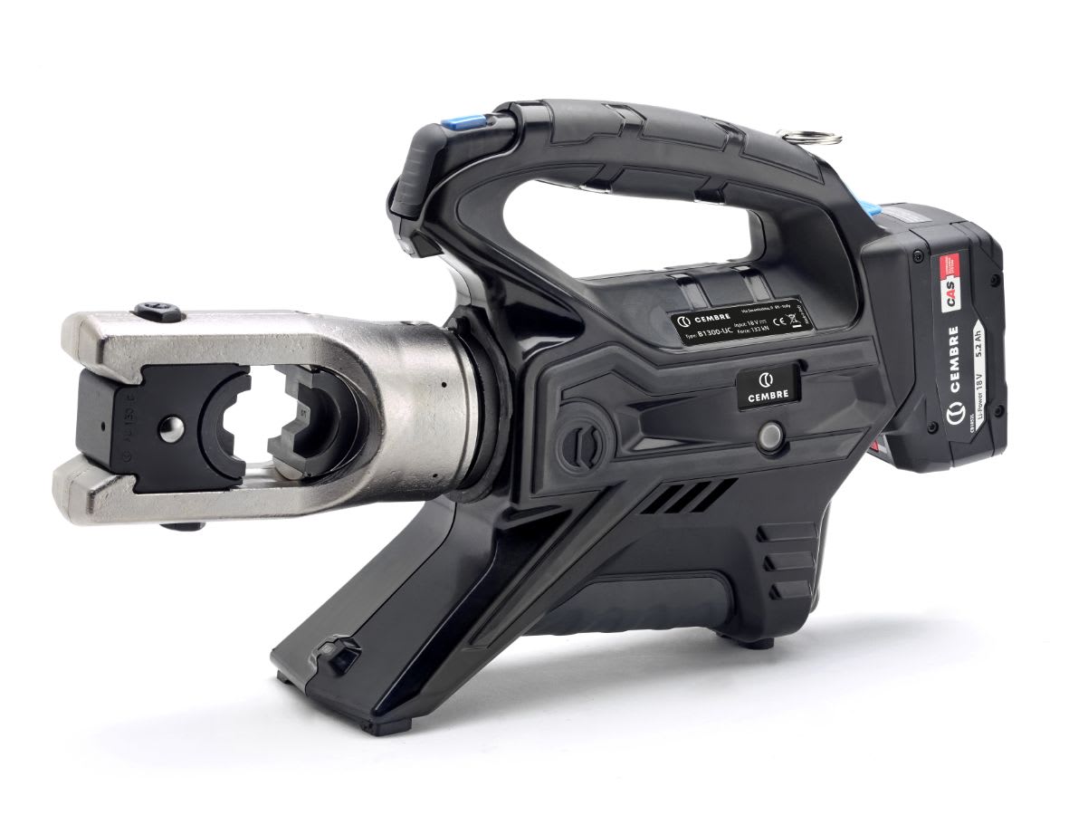CEMBRE - Utensile oleodinamico a batteria per la compressione, da 132kN, standard, con testa a U, per connettori elettrici fino a 400 mmq. B1300-UC