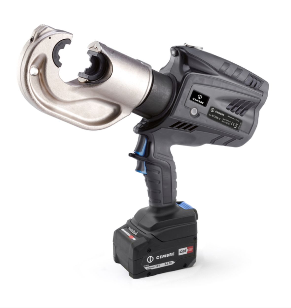 CEMBRE - Utensile oleodinamico a batteria per la compressione da 132kN, a pistola, con testa a C apertura maggiorata, per connettori elettrici fino a 400 mmq, sez. 400 mmq.