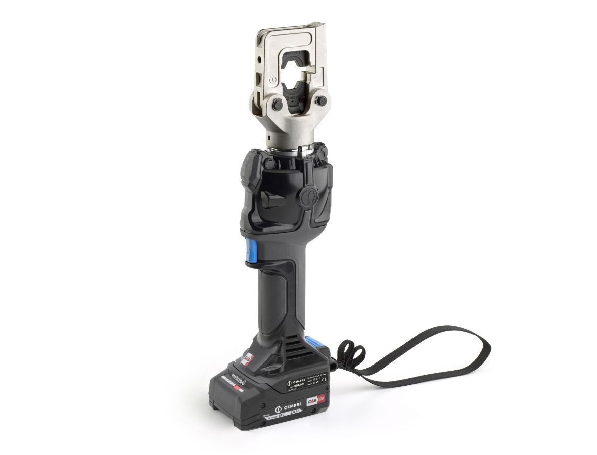 CEMBRE - Utensile oleodinamico a batteria per la compressione da 60kN, bi-lineare, con testa chiusa apribile, per connettori elettrici fino a 300 mmq, 18.0V x240.
