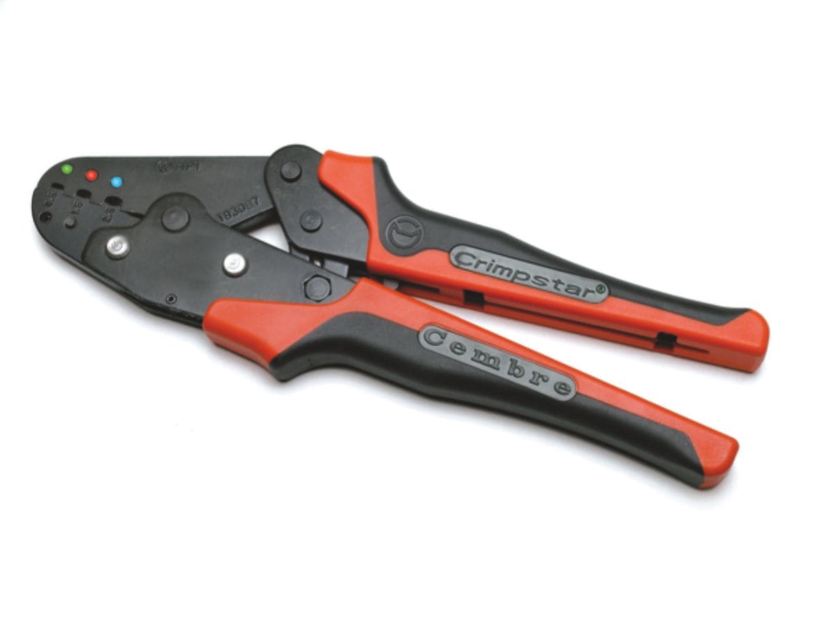 CEMBRE - Pinza per capicorda isolati sez. 0,2-2,5mmq, utensile meccanico serie Crimpstar per connettori elettrici preisolati da 0,2 a 2,5mmq.