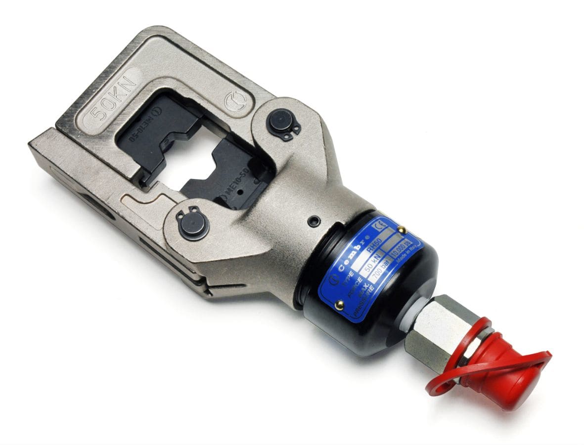 CEMBRE - Testa oleodinamica 240 mmq per la compressione, da 50kN, testa chiusa apribile, per connettori elettrici fino a 300 mmq.