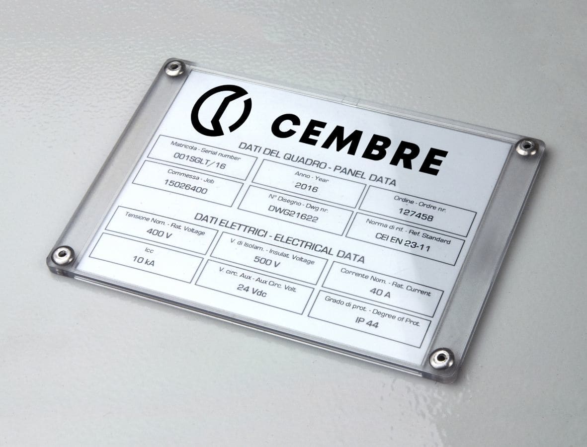 CEMBRE - TARGA QUADRO MG-VRT-R ROSSO PVC 35X100